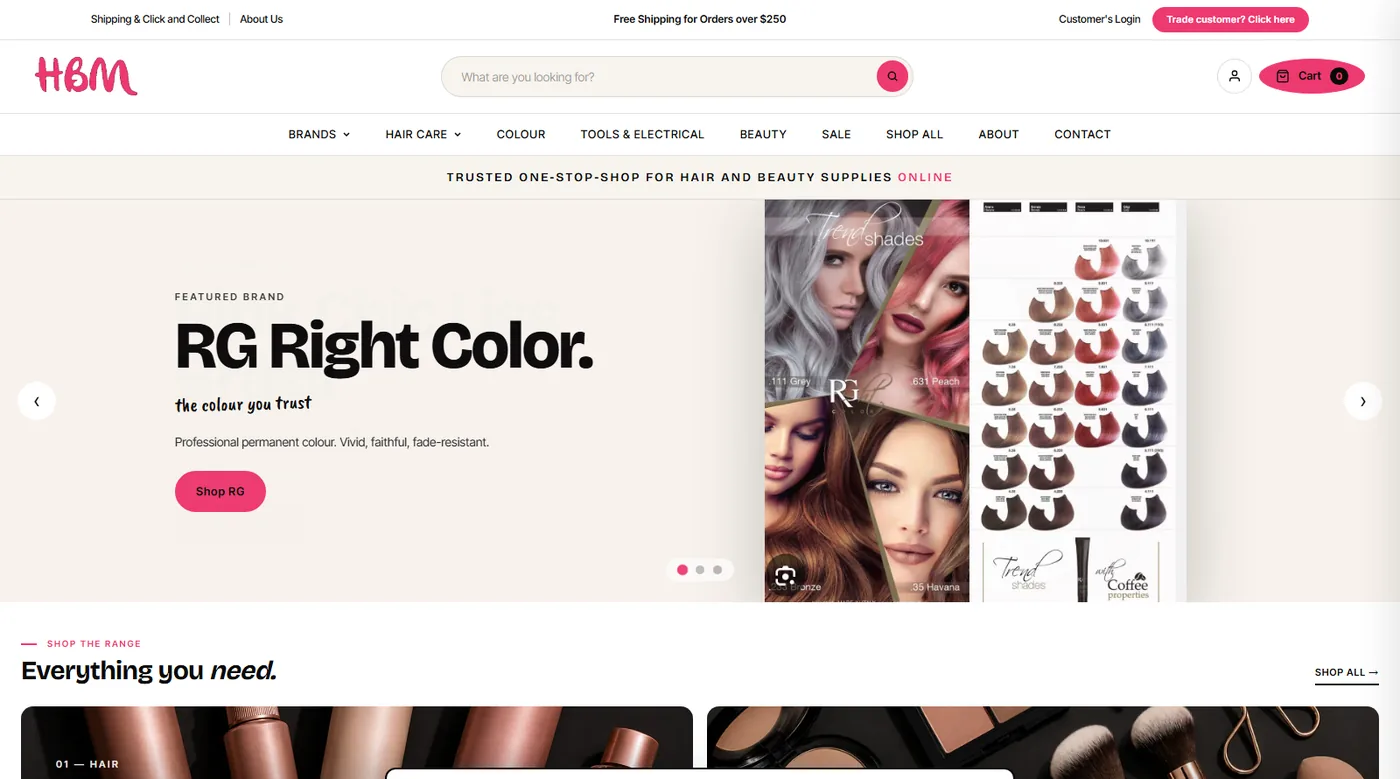 Hair Beauty Mart online store homepage — professional hair & beauty supplies
