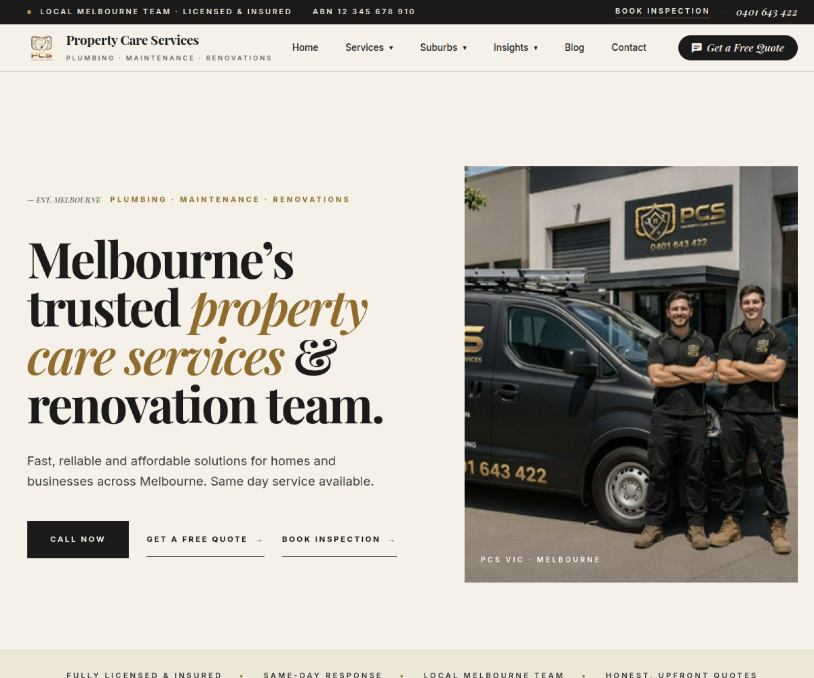 PCS Victoria website — property care, cleaning & maintenance, Melbourne